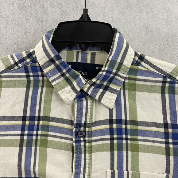 American Eagle Outfitters Button Up Shirt Mens Size Medium Plaid Athletic Fit - Picture 7 of 12
